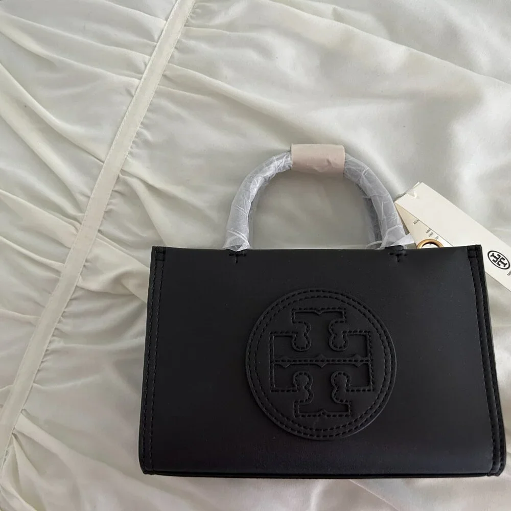 Authentic NWT Tori Burch Black MINI ELLA BIO TOTE Reg $328 - Picture 2 of 3